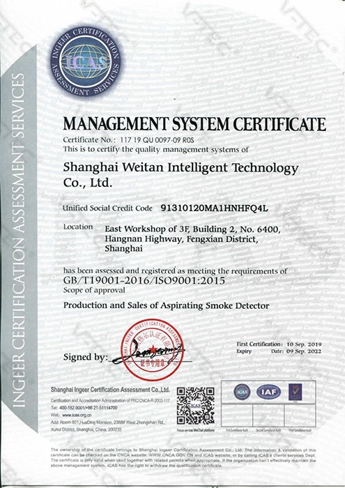 Management system certificate